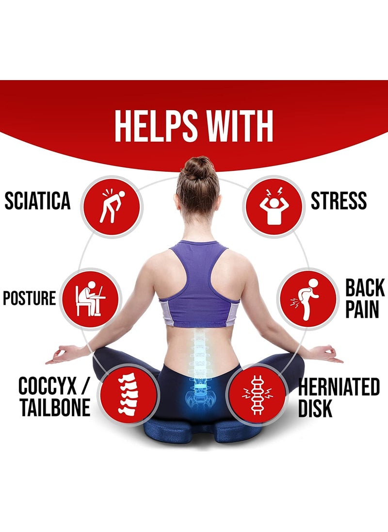 Coccyx Seat Cushion for Tailbone Sciatica Lower Back Pain Relief Orthopedic Memory Foam SemiFirm Chair Cushions for Sitting for Office Chair Wheelchair Over 75kg Wt Velour Fabric Z2
