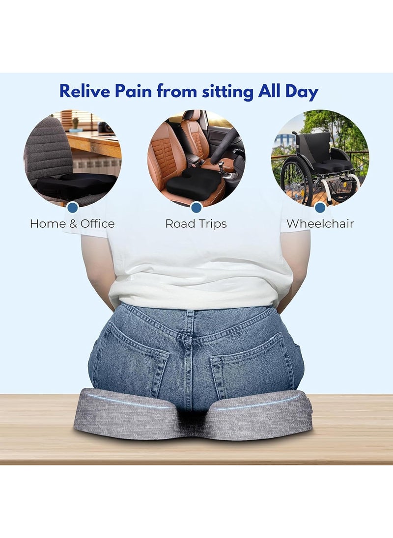 ORTHICO Coccyx Cushion Premium Gel Memory Foam Car Seat Cushion for Chair and Car Ideal for Tailbone Pain Relief Posture Support Ergonomic UShape Design NonSlip Breathable Cover Upto 100 kg