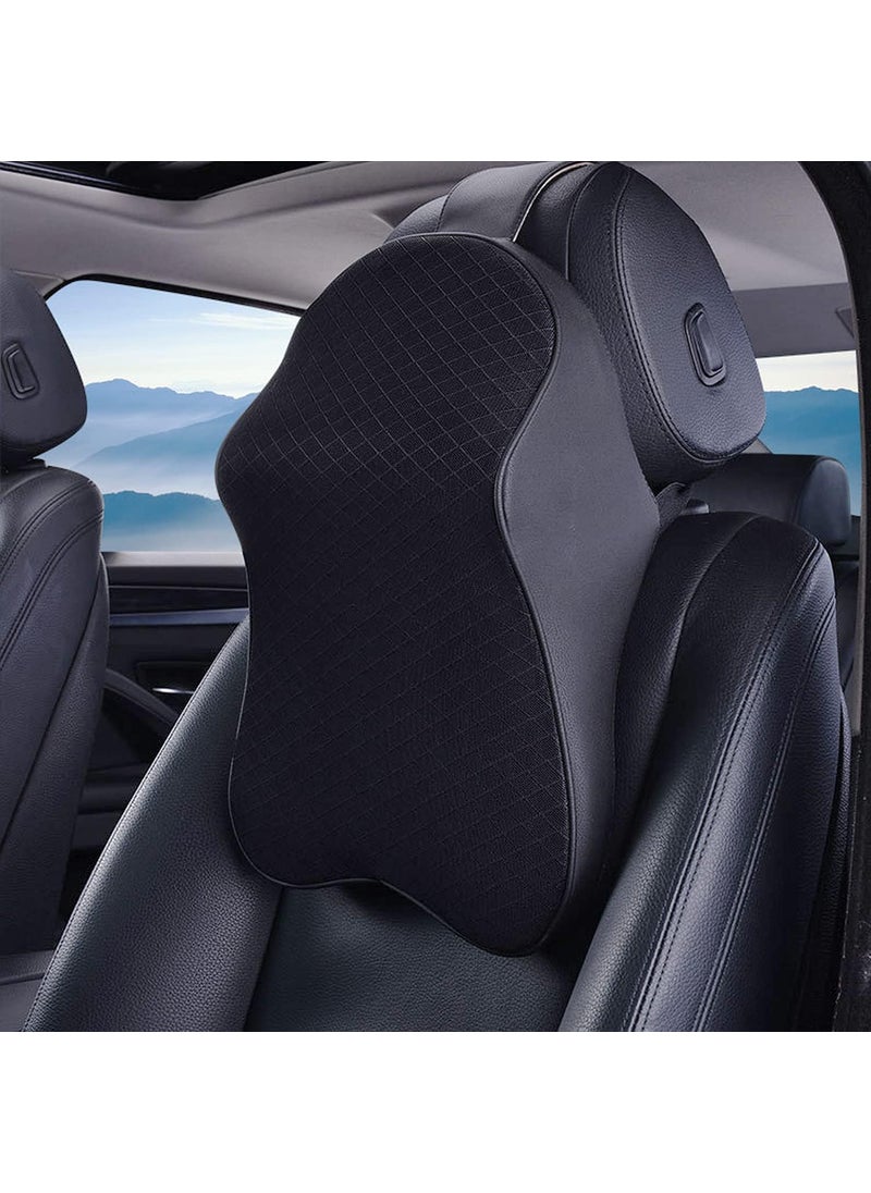 LIFEBERG Memory Foam Car Seat Cushions Neck Pillow Headrest Cushion for Neck Pain Relief Cervical Washable Cover100 Pure Memory Foam in Office Driving Full Black