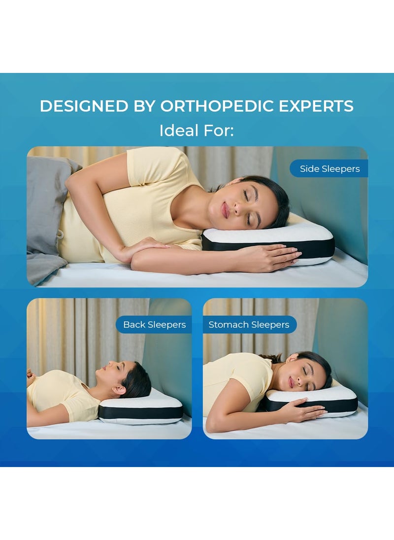 CareFoam Orthopedic Memory Foam Pillow for Comfortable Sleep Neck Shoulder Pain Relief with Removable Zipper White Jacquard Cover 20 x 13 x 4 Inch Pack of 2