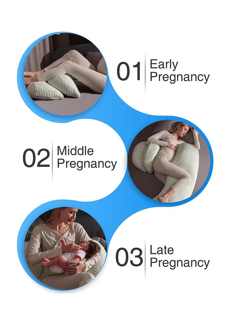 Pregnancy Pillows for Sleeping, Maternity Pillow, Pregnancy Body Pillow Support for the Back, Legs, Belly, and Hips of Pregnant Women, Detachable and Adjustable with Pillow Cover