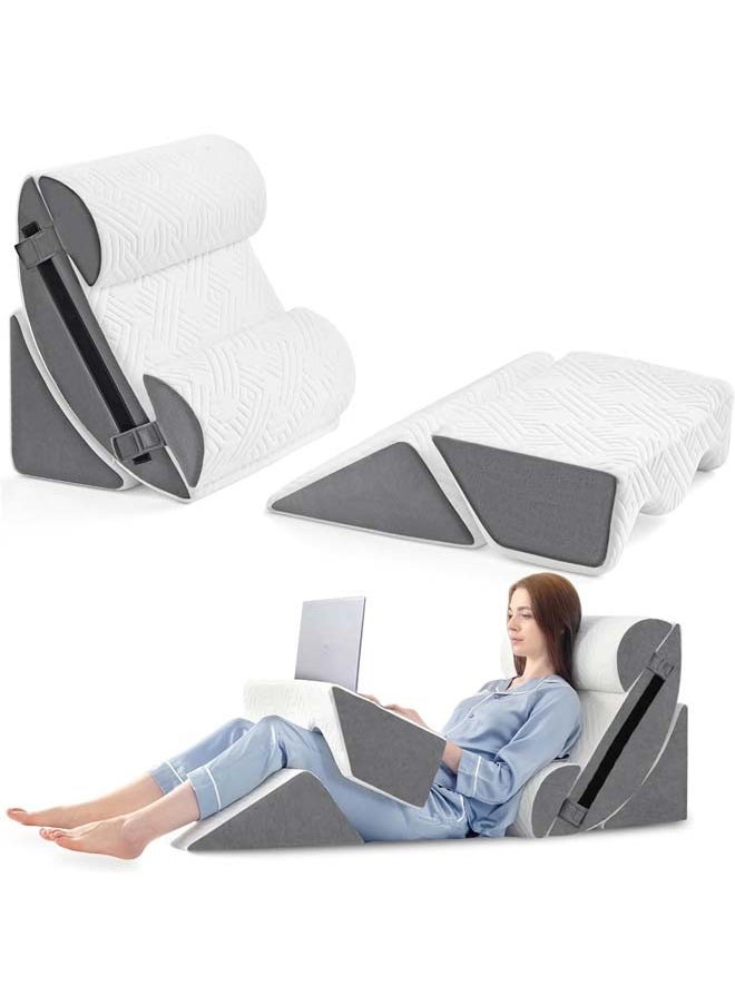 6Pcs Orthopedic Bed Wedge Pillow Set for Sleeping, Post Surgery Foam for Body, Back and Leg Pain Relief Comfortable & Adjustable Support Pillows-Anti Snoring & GERD Sleeping