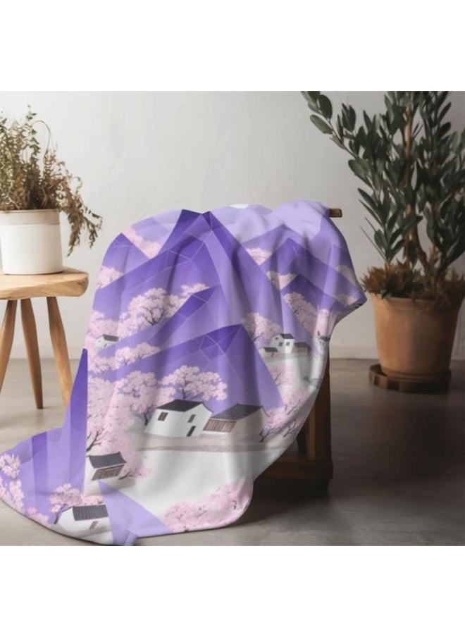Chinese painting style flannel thin blanket (warm and comfortable, suitable for sleep, gaming, dust removal and sandproof) 150cm*200cm - 9