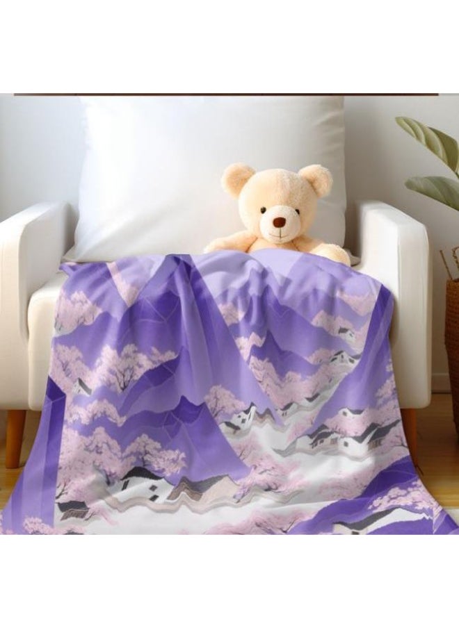 Chinese painting style flannel thin blanket (warm and comfortable, suitable for sleep, gaming, dust removal and sandproof) 150cm*200cm - 9