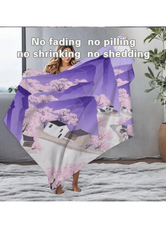Chinese painting style flannel thin blanket (warm and comfortable, suitable for sleep, gaming, dust removal and sandproof) 150cm*200cm - 9