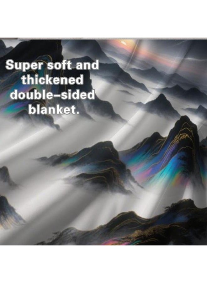 Chinese painting style flannel thin blanket (warm and comfortable, suitable for sleep, gaming, dust removal and sandproof) 150cm*200cm - 4