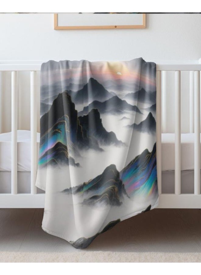 Chinese painting style flannel thin blanket (warm and comfortable, suitable for sleep, gaming, dust removal and sandproof) 150cm*200cm - 4