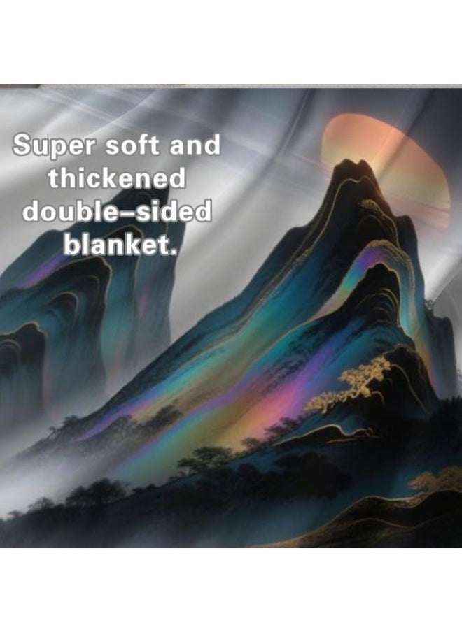 Chinese painting style flannel thin blanket (warm and comfortable, suitable for sleep, gaming, dust removal and sandproof) 150cm*200cm - 6