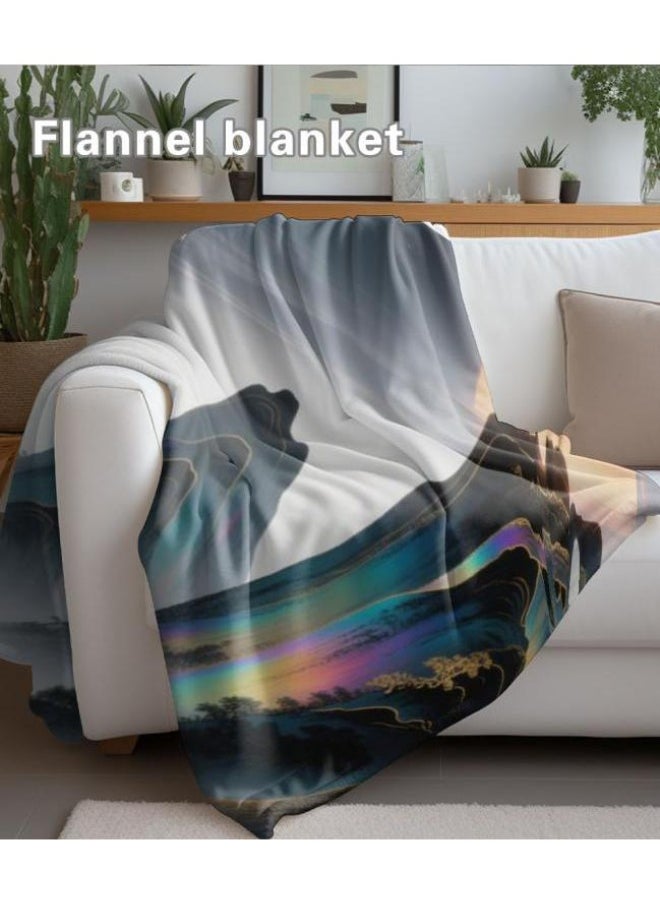 Chinese painting style flannel thin blanket (warm and comfortable, suitable for sleep, gaming, dust removal and sandproof) 150cm*200cm - 6