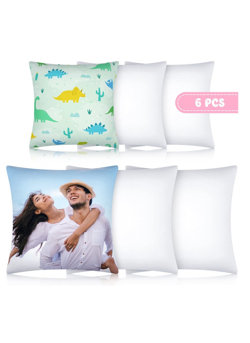 SYOSI, 6 Pieces Sublimation Blanks Pillow Cases, White Cushion Covers with Heat Press DIY, Heat Transfer Polyester Peach Skin Cushion Cover with Concealed Zipper