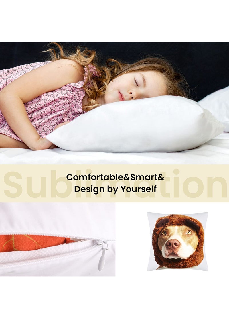 SYOSI, 6 Pieces Sublimation Blanks Pillow Cases, White Cushion Covers with Heat Press DIY, Heat Transfer Polyester Peach Skin Cushion Cover with Concealed Zipper