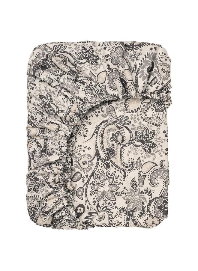 Fitted sheet, grey/white, 90x200 cm