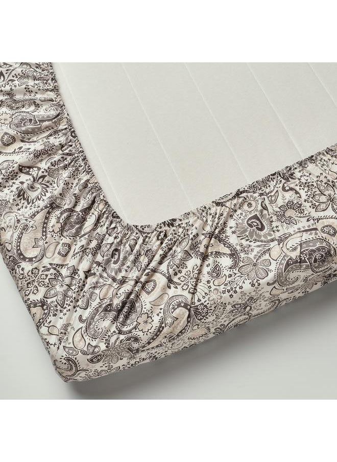 Fitted sheet, grey/white, 90x200 cm