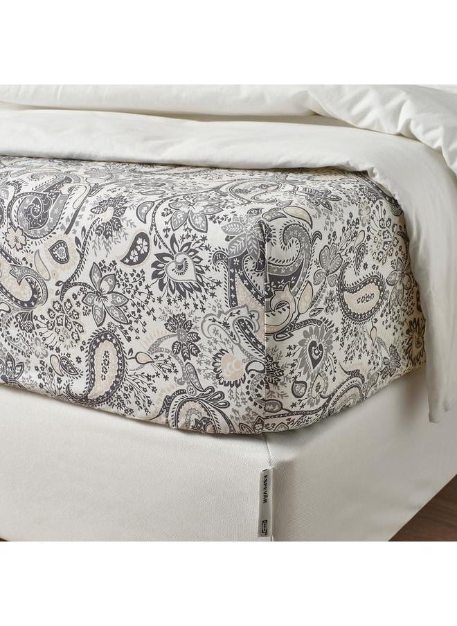 Fitted sheet, grey/white, 90x200 cm