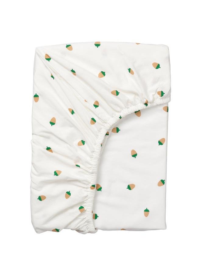 Fitted sheet, acorn pattern/multicolour, 90x200 cm