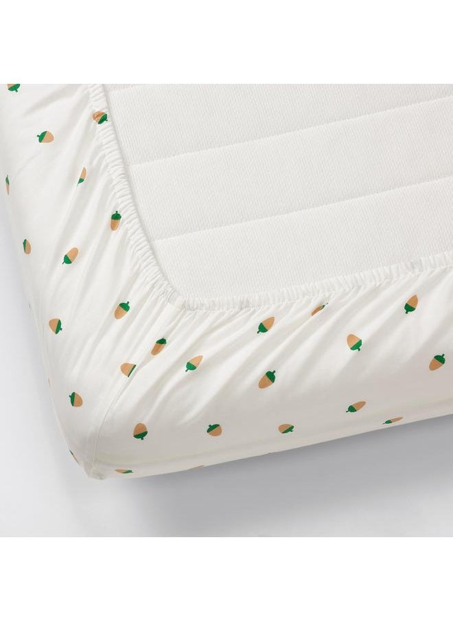 Fitted sheet, acorn pattern/multicolour, 90x200 cm
