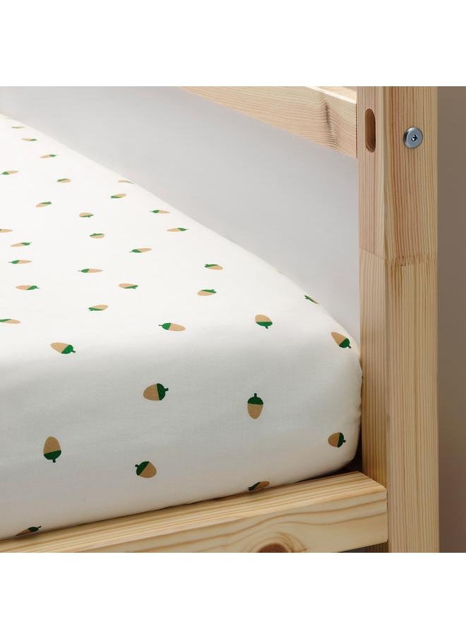 Fitted sheet, acorn pattern/multicolour, 90x200 cm