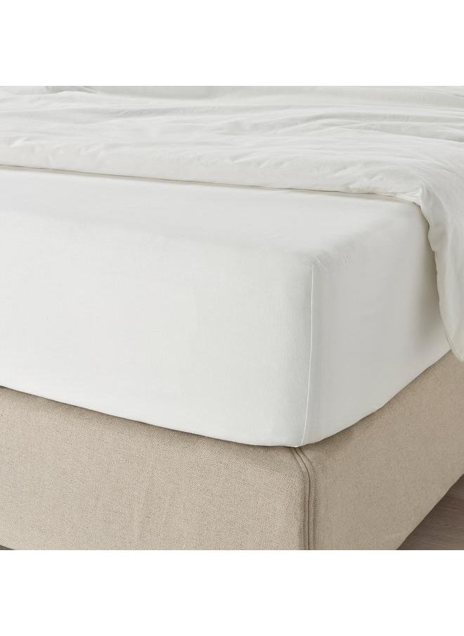 Fitted sheet, white, 180x200 cm
