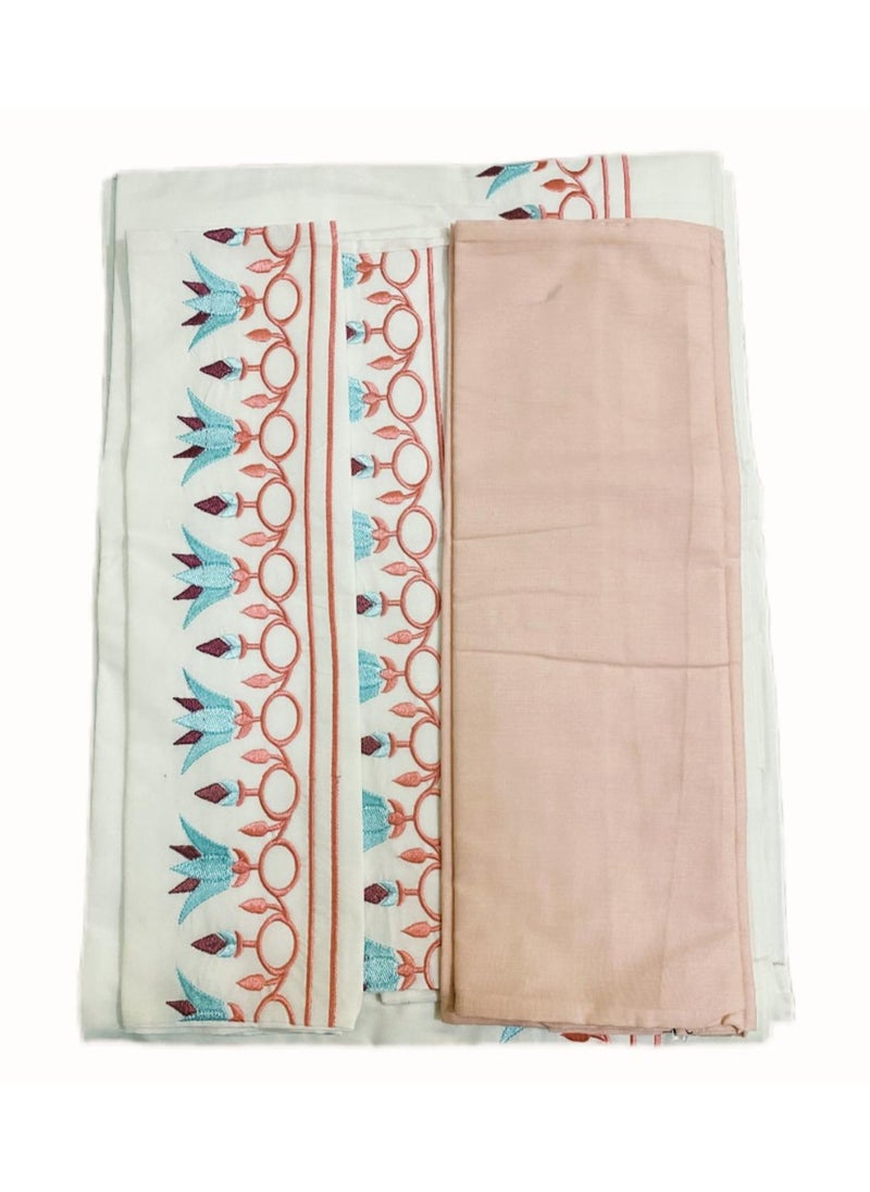 Embellished Bed Sheets Set Five Piece 100% Cotton Bedding Set In  Multicolour