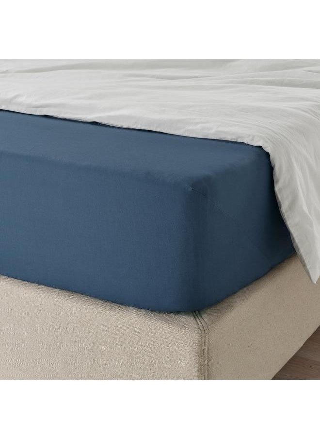Fitted sheet, dark blue, 180x200 cm
