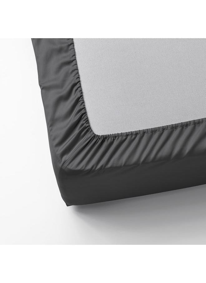 Fitted sheet, dark grey, 160x200 cm