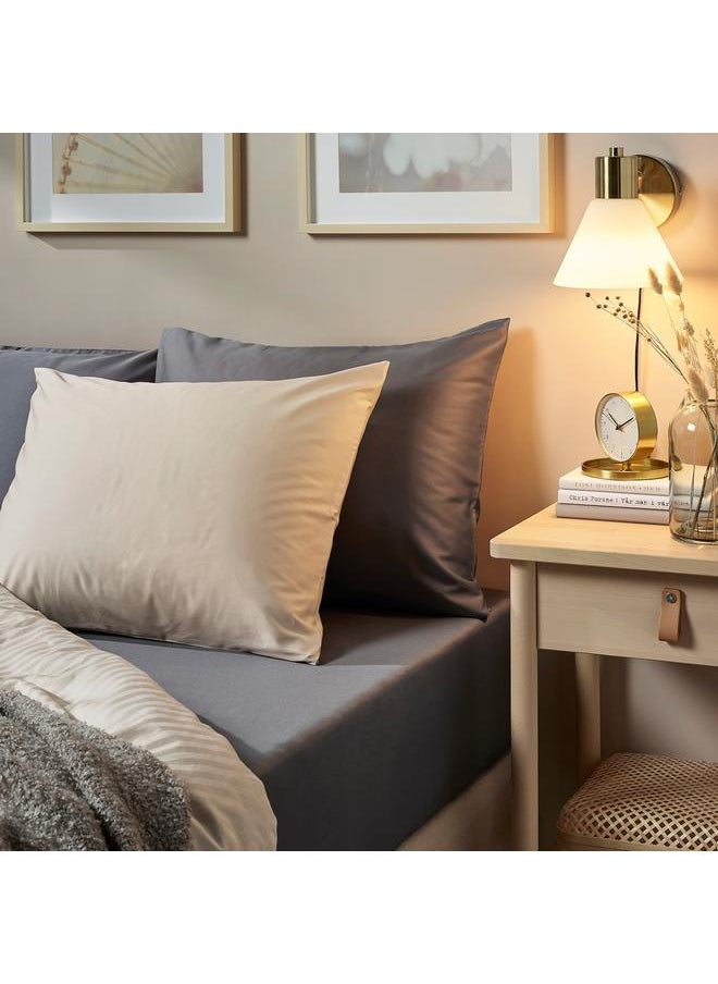 Fitted sheet, dark grey, 160x200 cm