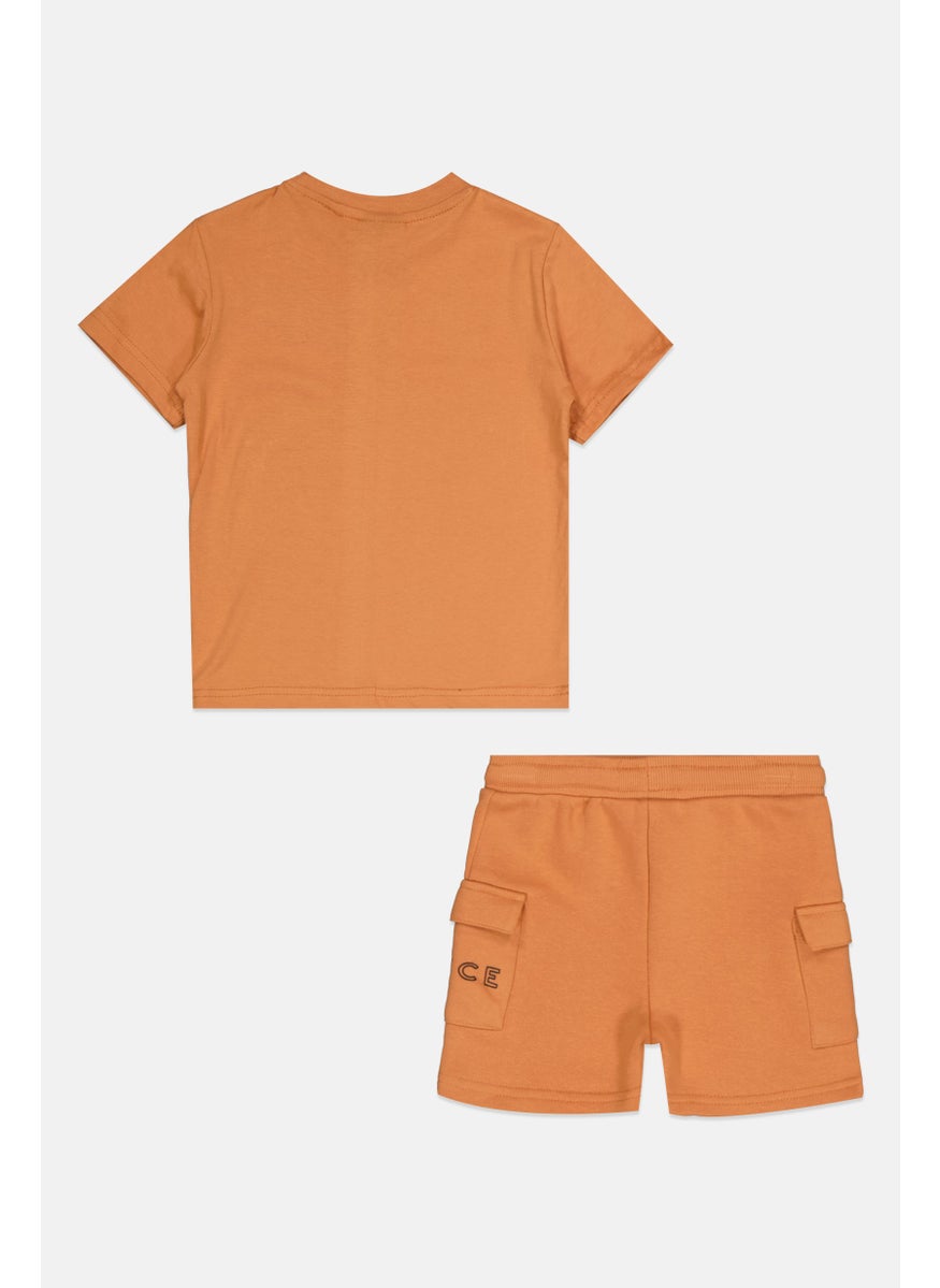 Toddlers Boy 2 Pieces Brand Logo T-Shirt And Short Set, Orange