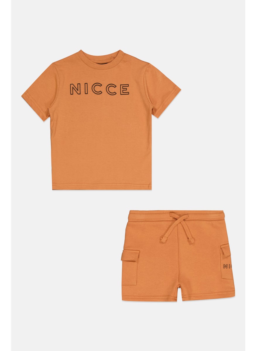Toddlers Boy 2 Pieces Brand Logo T-Shirt And Short Set, Orange