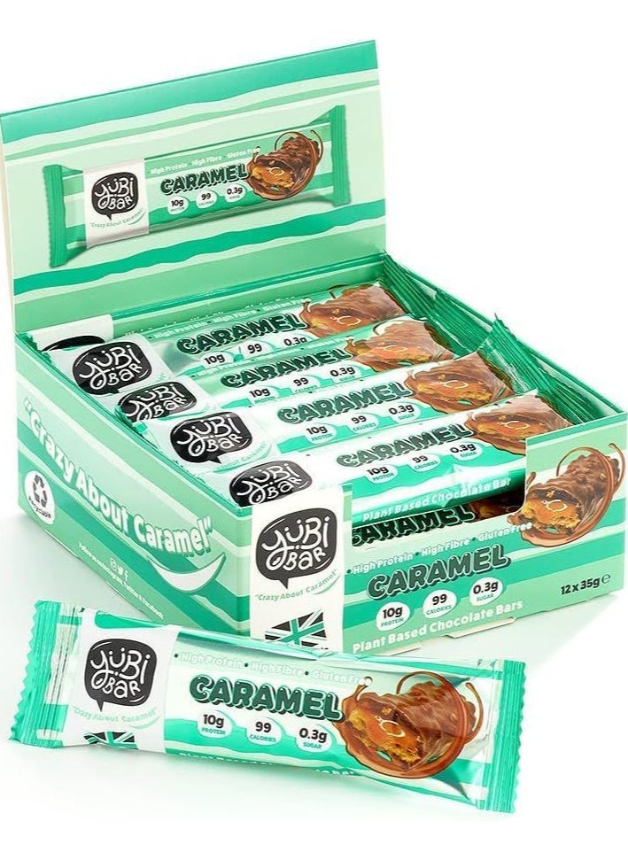 YUBI VEGAN Protein Bars Caramel   99 Calories, High in Protein and Fiber, Low in Sugar, Gluten and Dairy Free Pack of 12