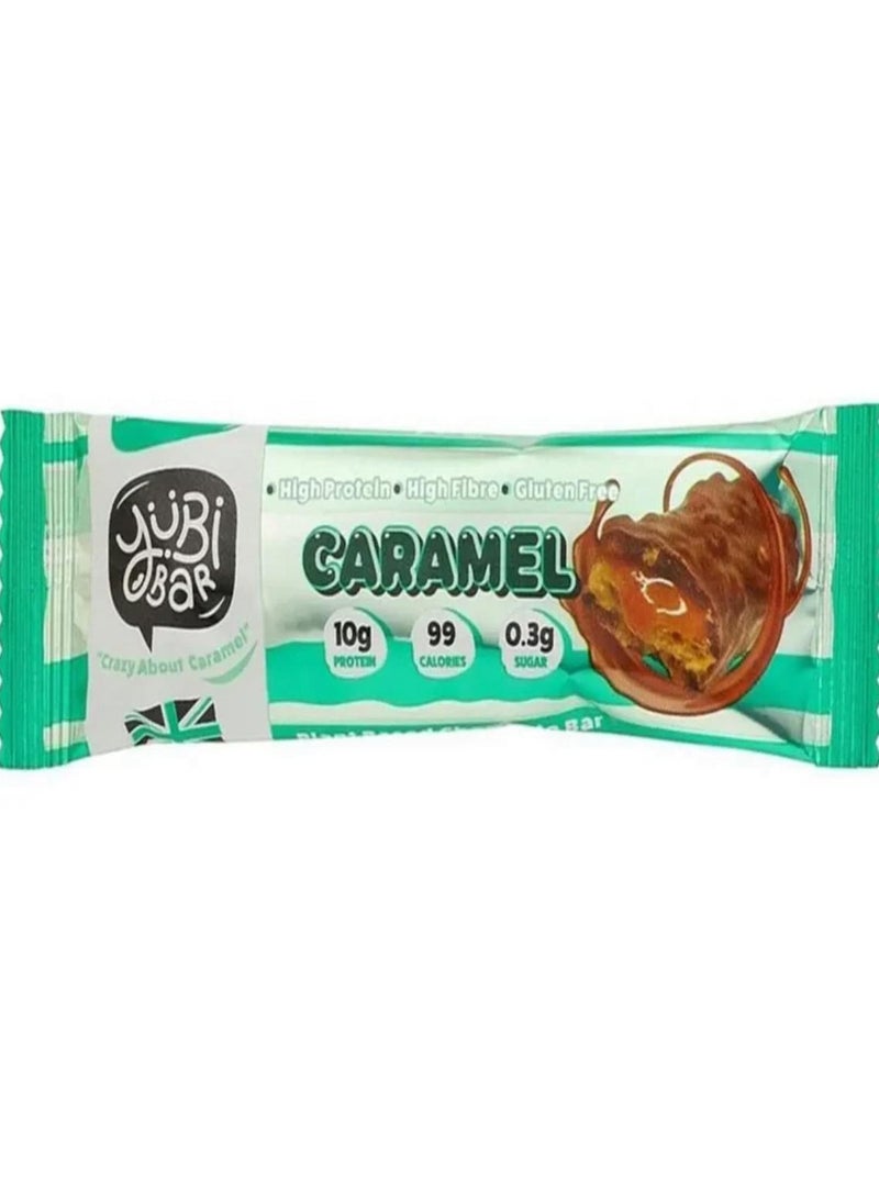YUBI VEGAN Protein Bars Caramel   99 Calories, High in Protein and Fiber, Low in Sugar, Gluten and Dairy Free Pack of 12