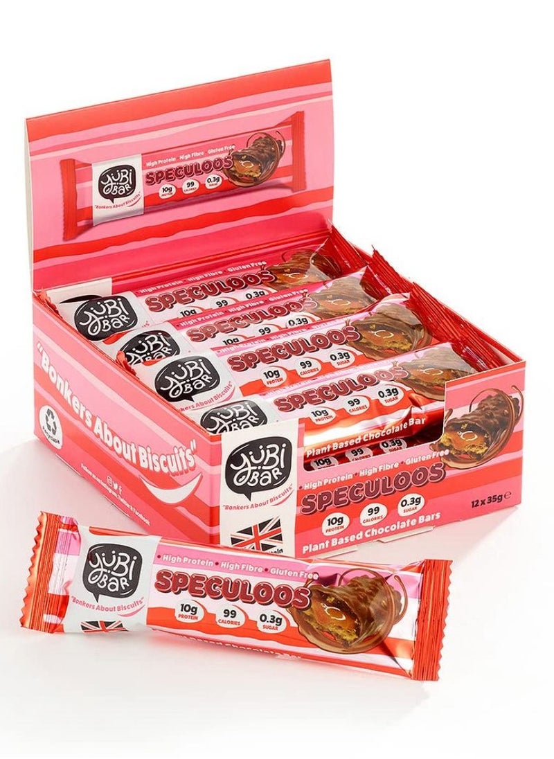 YUBI VEGAN  Protein Bars Speculoos - 99 Calories High in Protein and Fiber Low in Sugar, Gluten and Dairy Free.  Pack of 12