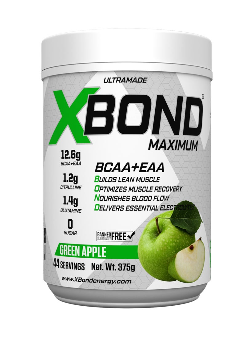 XBOND Maximum BCAA+EAA – 12.6g Amino Acids – Muscle Recovery & Hydration – Sugar Free – 44 Servings (44 Serving, Green Apple)