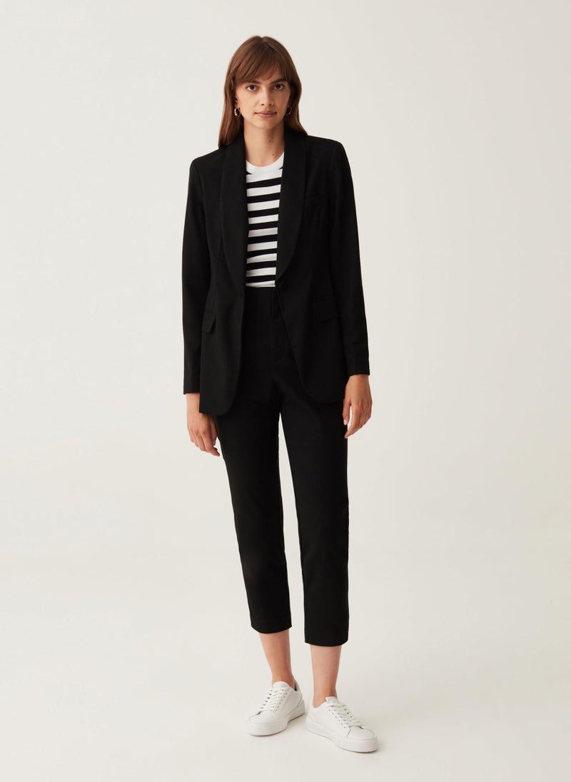 Solid Colour Single-Breasted Blazer