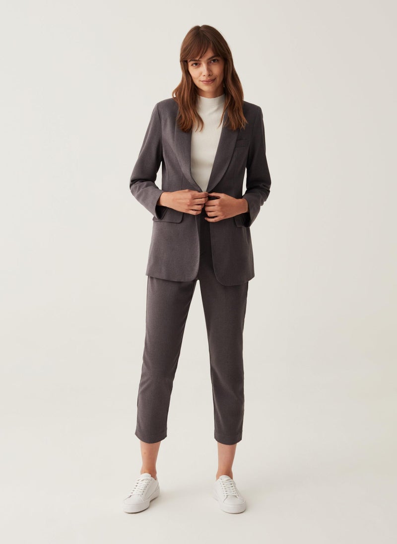 Solid Colour Single-Breasted Blazer