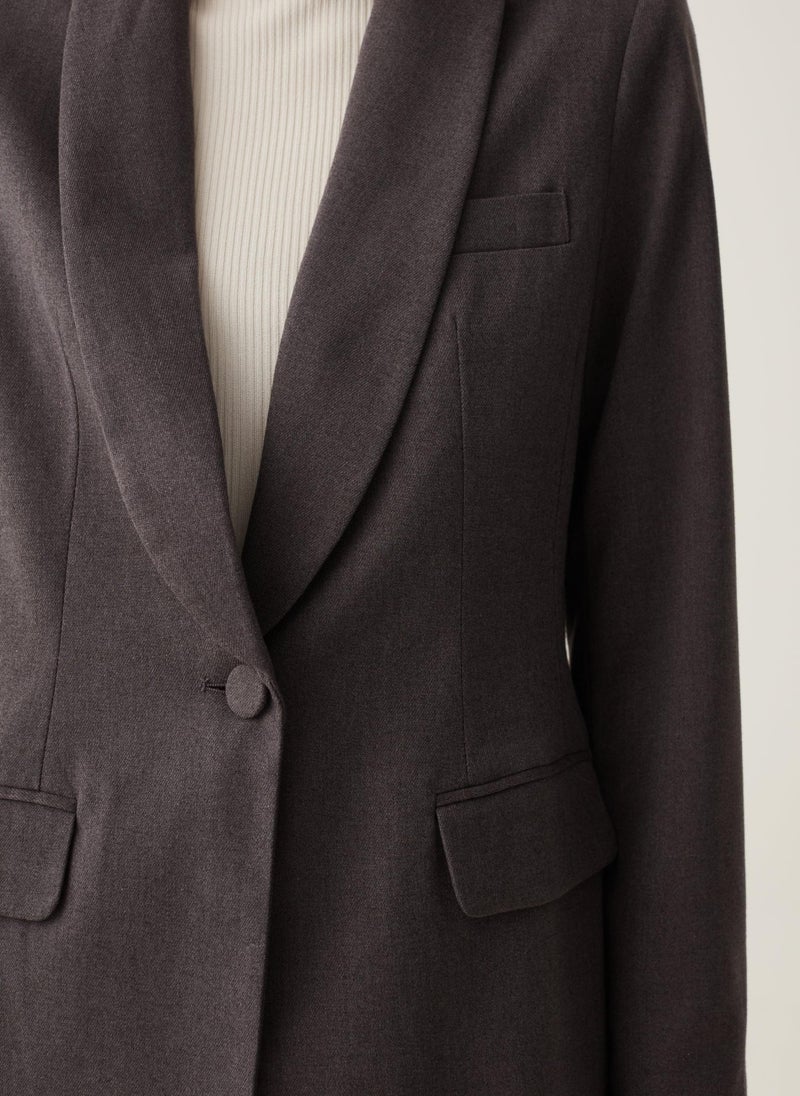 Solid Colour Single-Breasted Blazer