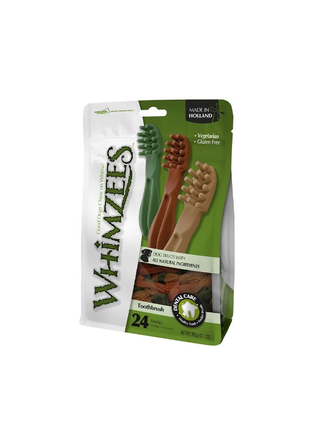 Whimzees Toothbrush Star Small Mix Brown/Green/Orange - 24pc