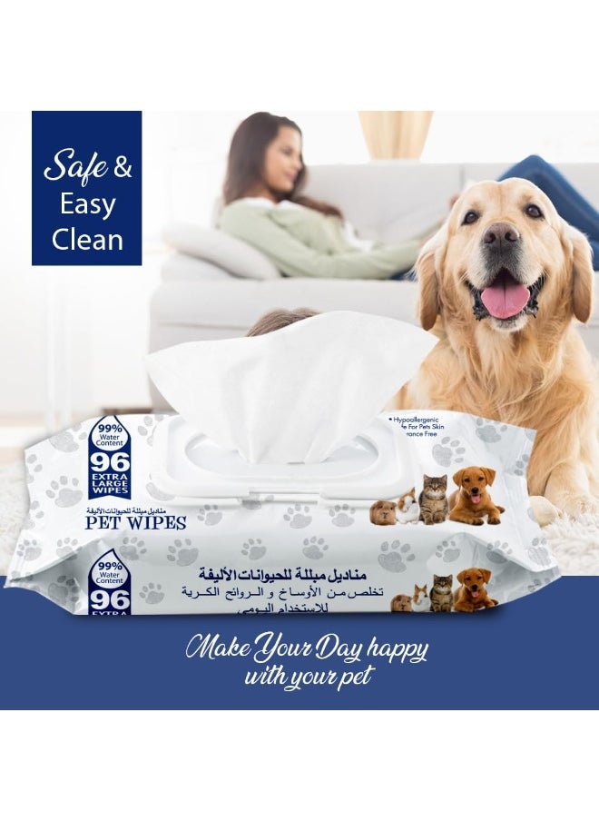 Doctor Pet Wipes 96's – 99% Water Content,Fragrance Free,Hypoallergenic,