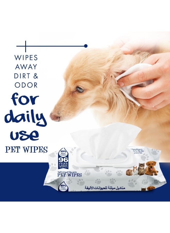 Doctor Pet Wipes 96's – 99% Water Content,Fragrance Free,Hypoallergenic,