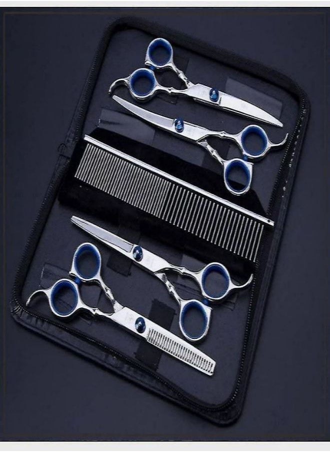 Grooming Scissors Set for Dogs and Cats, 5-in-1 Sharp Curved Scissors