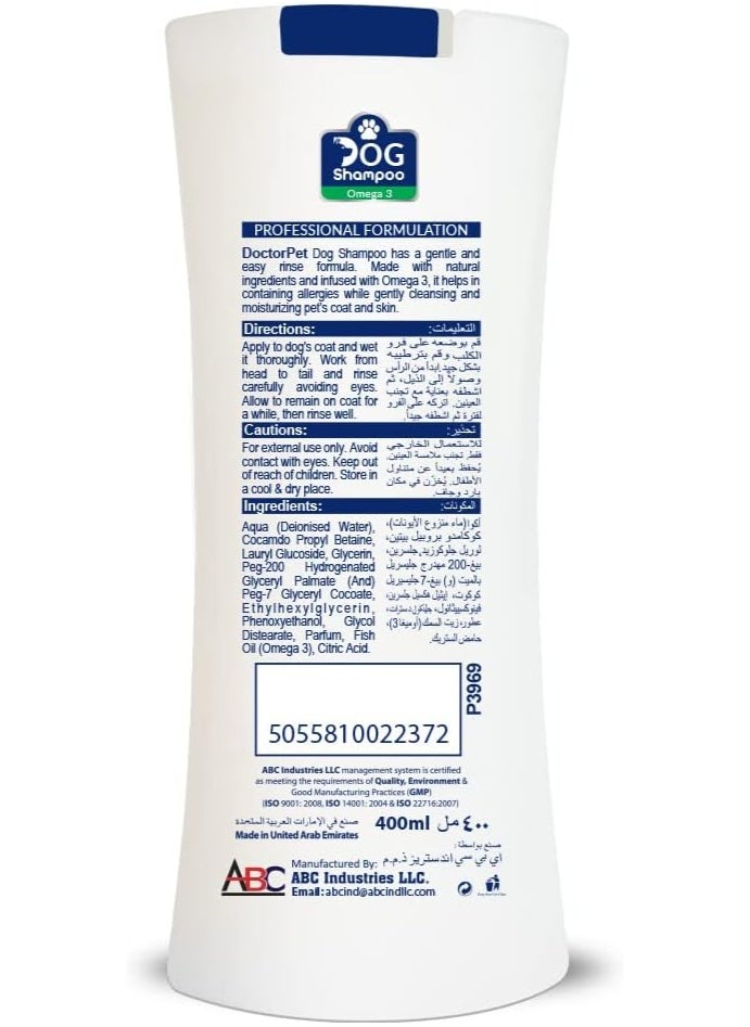 DoctorPet Omega 3 Dog Shampoo 400 ml