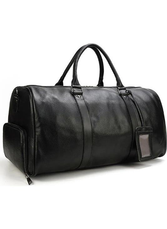 Leather Travel Bag with Shoe Compartment and Hand and Shoulder Strap 8683255012213