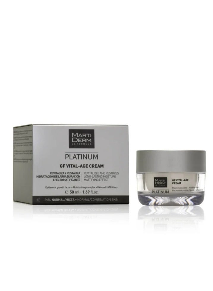 Platinum GF-Vital Age Cream Revitalize and Restore Long Lasting Moisture Mattifying Effect Normal to Combination Skin 50ml