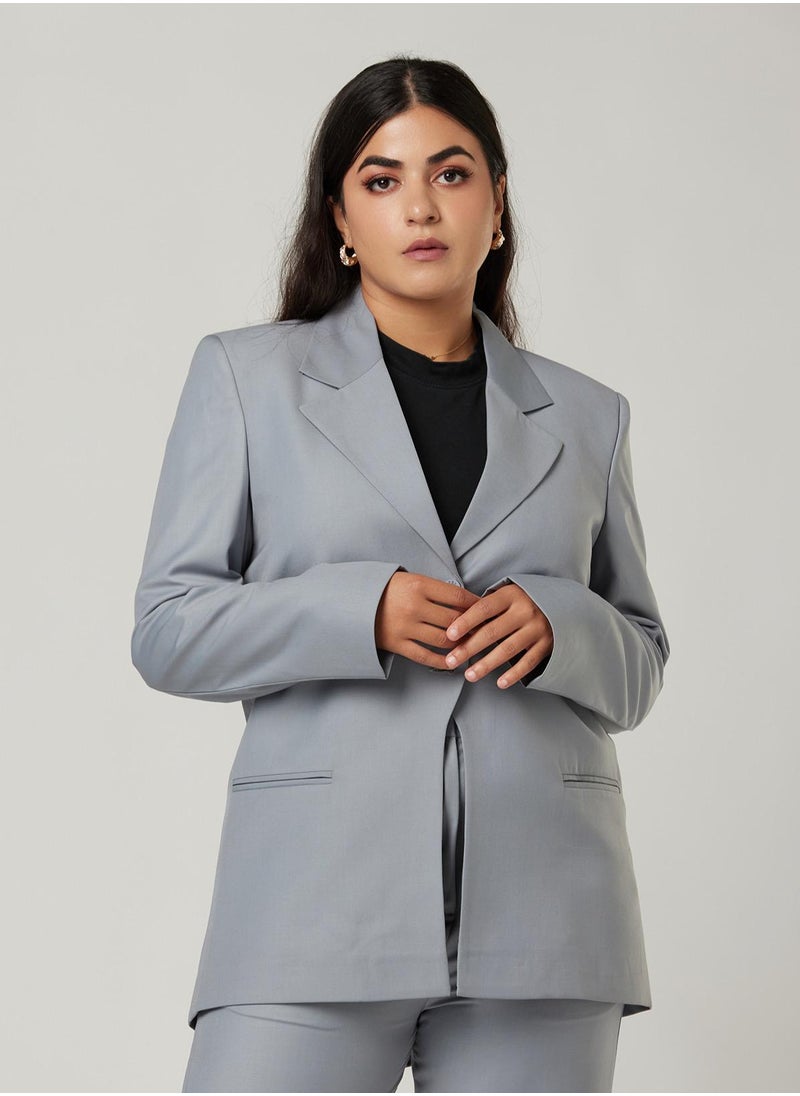 Grey Back Dart Two-piece Suit Set with pants