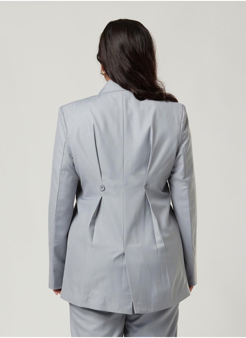 Grey Back Dart Two-piece Suit Set with pants