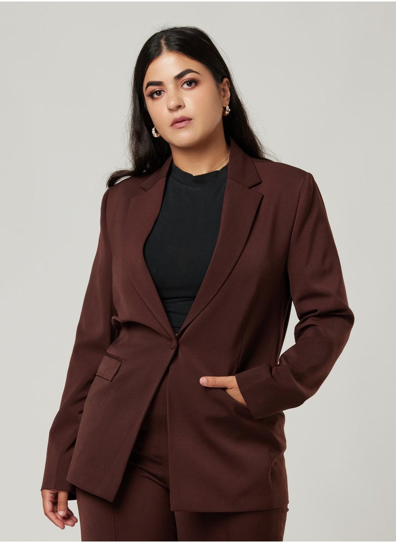 Dark Brown Fitted Two-piece Suit Set with pants