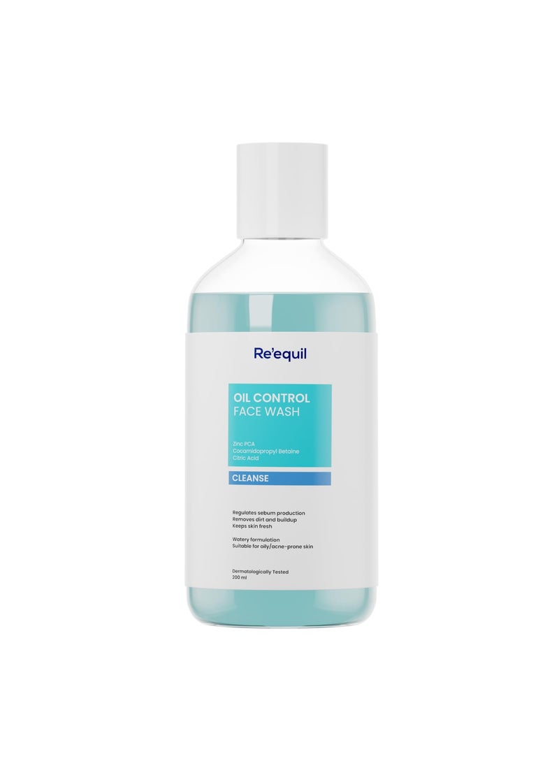 RE' EQUIL Oil Control Face Wash Soap Sulphate Free Face Wash with Zinc PCA Controls Excessive Oil Production For Oily Acne Prone Skin 200 ml