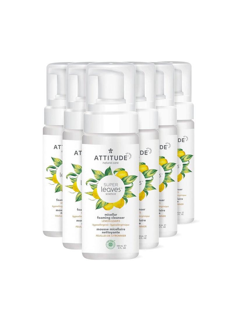 ATTITUDE Micellar Foaming Facial Cleanser EWG Verified Dermatologically Tested Plant and MineralBased Vegan Lemon Leaves 5 Fl Oz Pack of 6