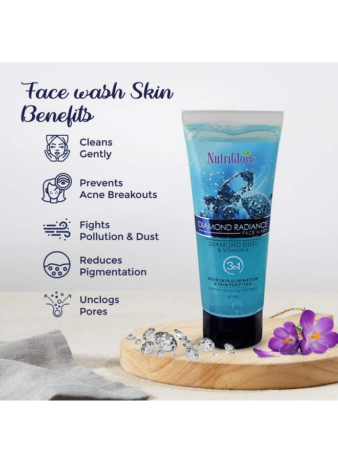 Neem Tulsi Face Wash Gold Kesar Face Wash And Diamond Radiance Face Wash For Brighten Skin Remove Wrinkle 65Ml Each Pack Of 3