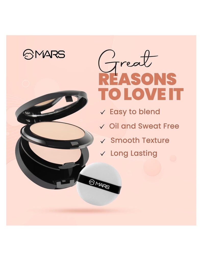 MARS Wonder 2 in 1 Compact with Mirror and Powder Puff   Oil and Sweat Control   Long Lasting Compact Powder  16g  SHADE  03