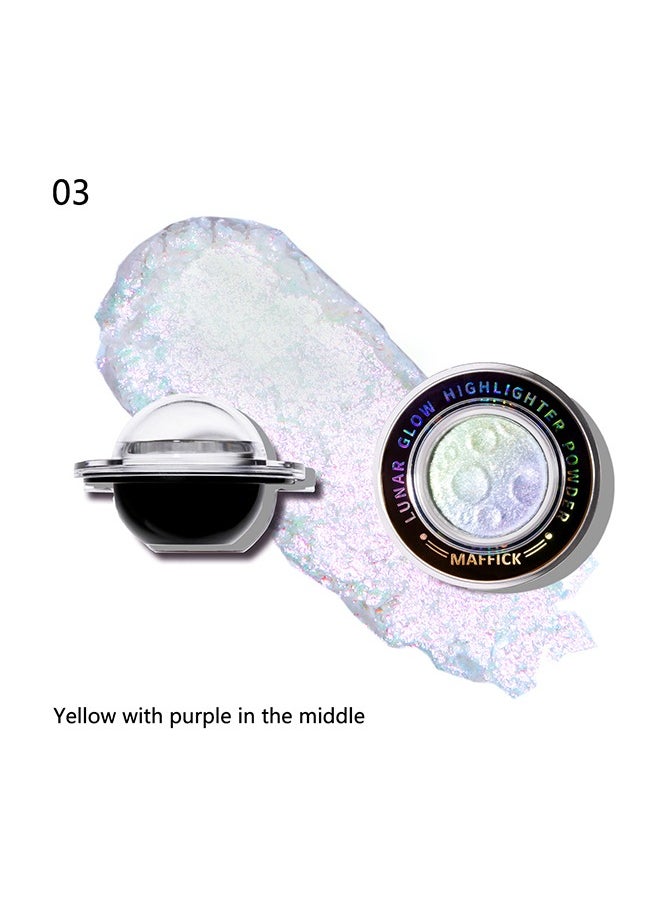 Planetary Highlighter,Multichrome Glitter Highlighters - Planet Highlighter, Planet-Inspired Shimmer for Silky, Natural Glow | Face & Body Brightening Makeup (03# Yellow with purple in the middle)